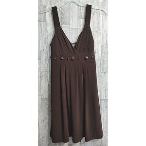 Bisou Bisou Michele Bohbot Women's Brown Halter dress w/ buttons padded bust #8